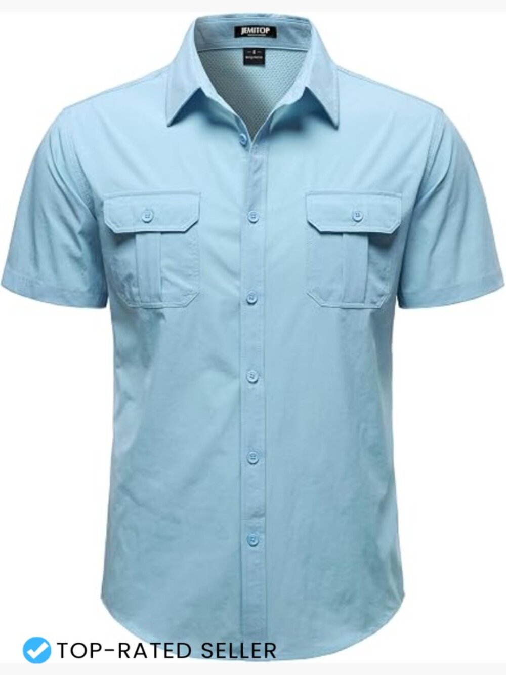 Men's 4-Way Stretch Lightweight Button Down Shirt Mesh Back Vented Short Sleeve